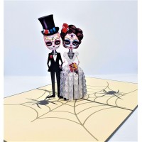 Handmade 3d Pop Up Halloween Card,gothic Spider Noble Vintage Wedding Couple Skelton Bride Groom,seasonal Greetings,celebrations Card